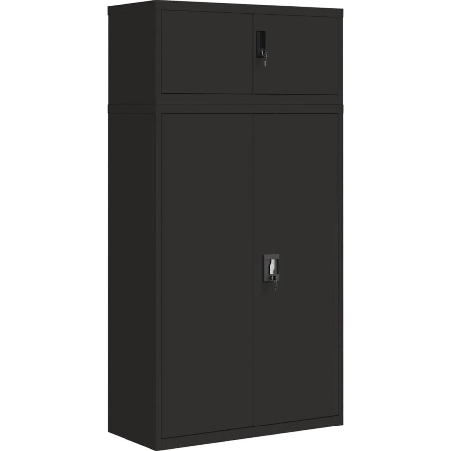 vidaXL - Archiefkast - 90x40x180 - cm - staal - zwart vidaXL - Archiefkast - 90x40x180 - cm - staal - zwart afbeelding 1