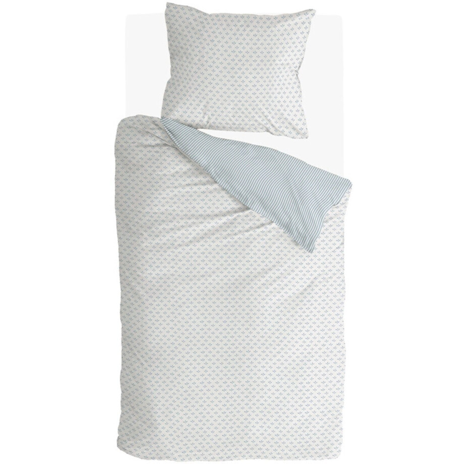 Walra Dekbedovertrek Warm Whispers - 140x220 - 100% Katoen (BCI) - Off White / Blauw afbeelding 1