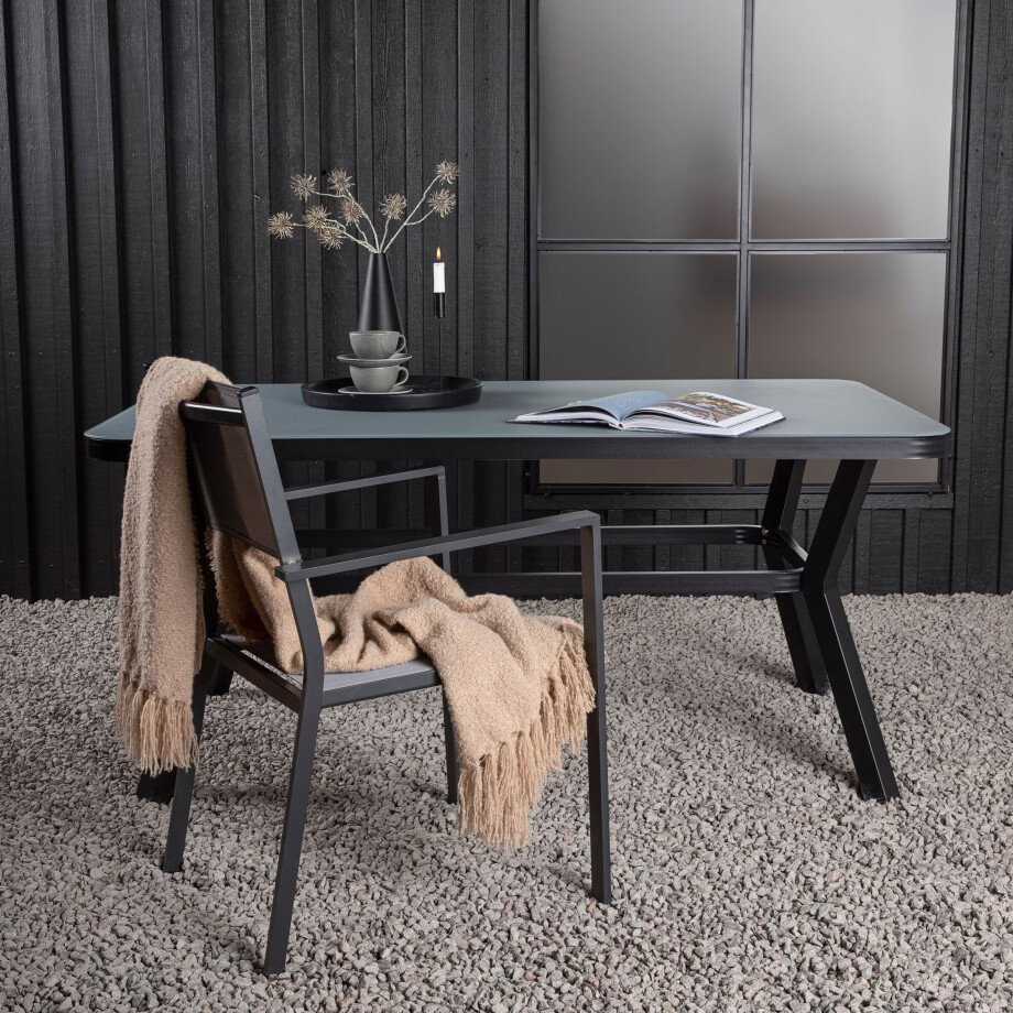 Nohr Tuintafel 'Sauel' Spraystone, 160 x 90cm, kleur Zwart Nohr Tuintafel 'Sauel' Spraystone, 160 x 90cm, kleur Zwart afbeelding 1