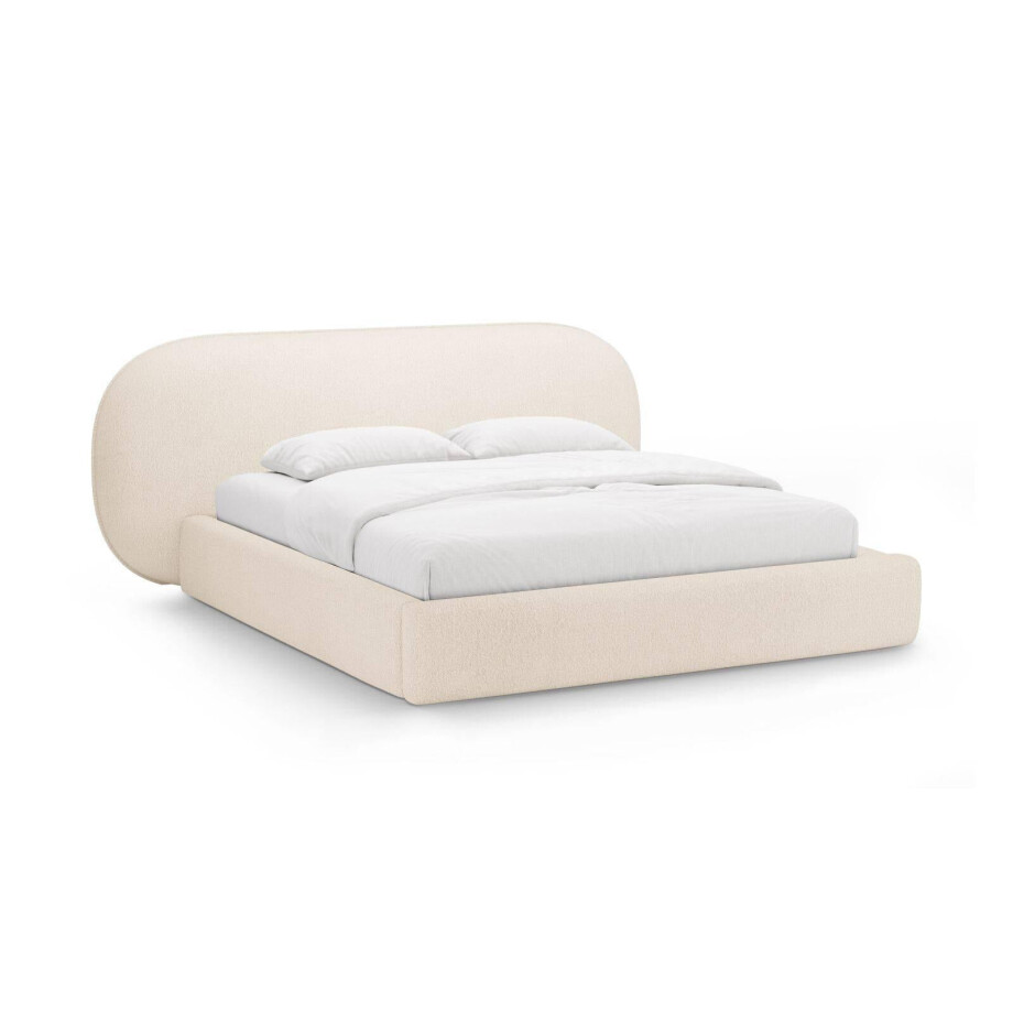 Bedframe Ovalo bouclé 140 x 200 met opbergruimte | Micadoni Home afbeelding 1