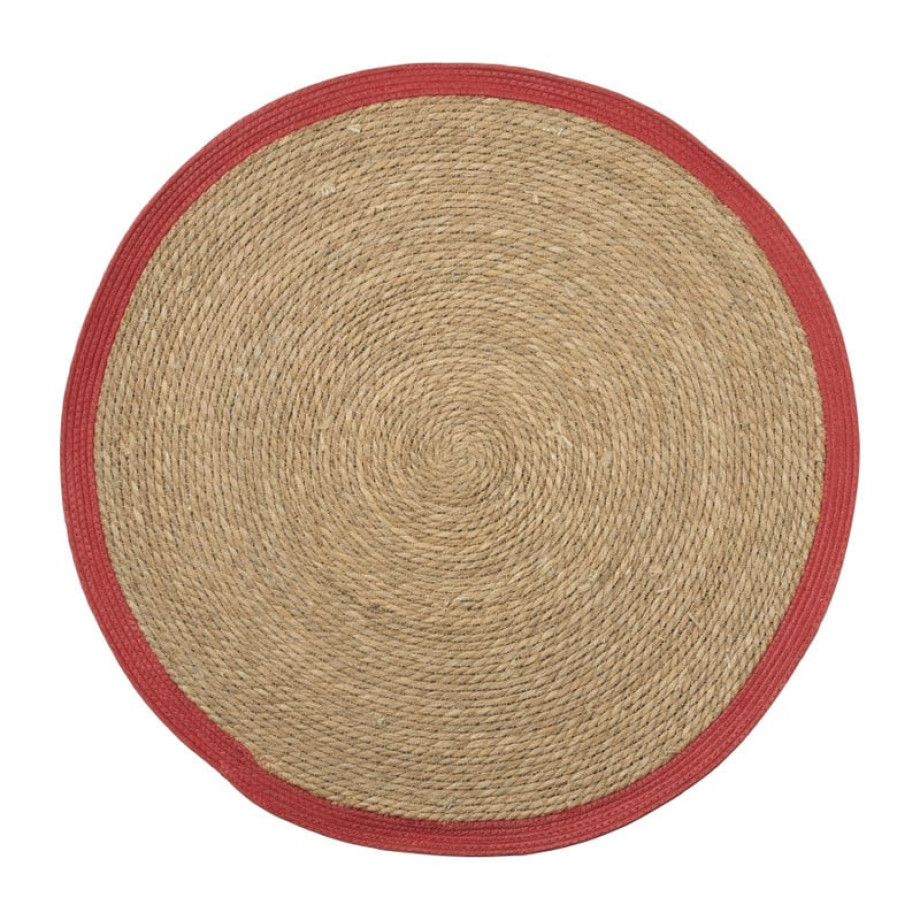 Vloerkleed koraal rond - naturel/rood - ø87 cm afbeelding 