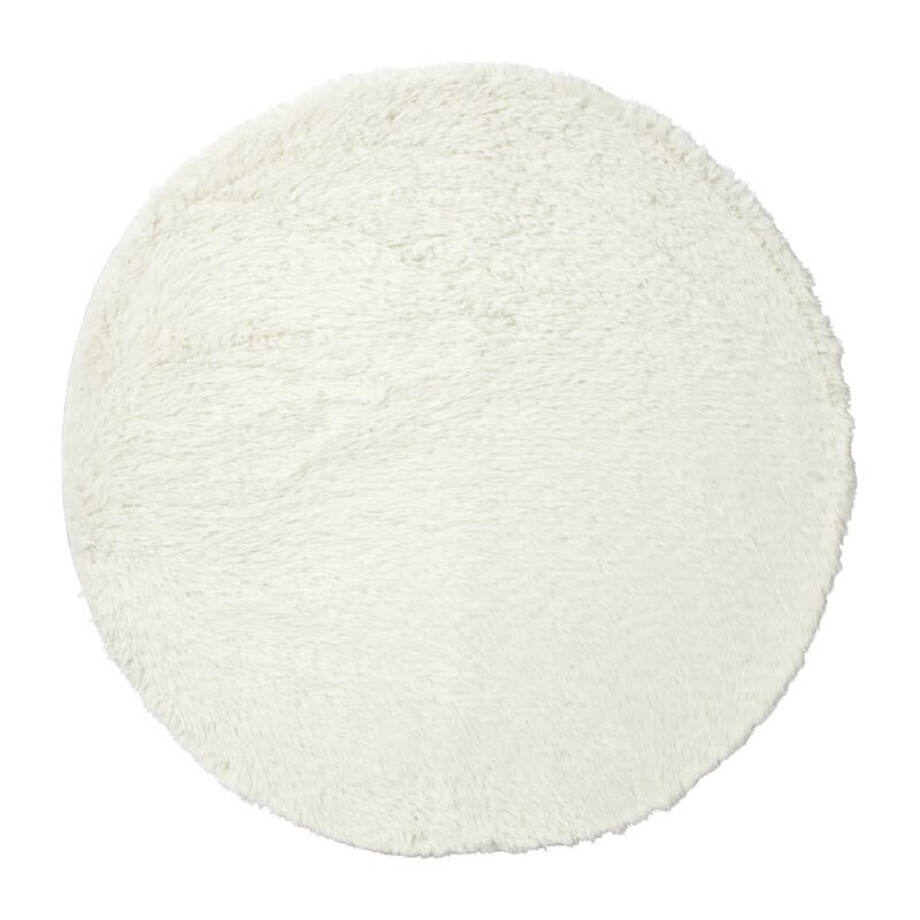 Vloerkleed fluffy rond - wit - ø120 cm afbeelding 