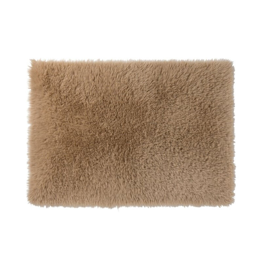 Vloerkleed fluffy - bruin - 60x90 cm afbeelding 