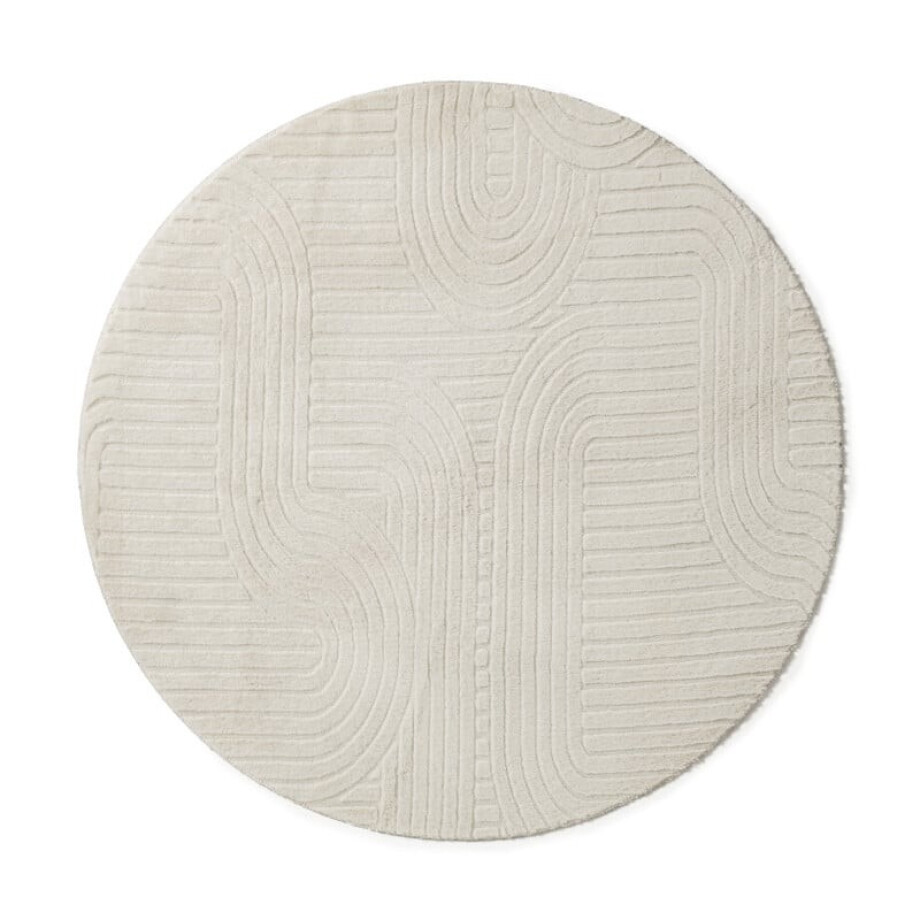 Vloerkleed wave - wit - ø120 cm afbeelding 
