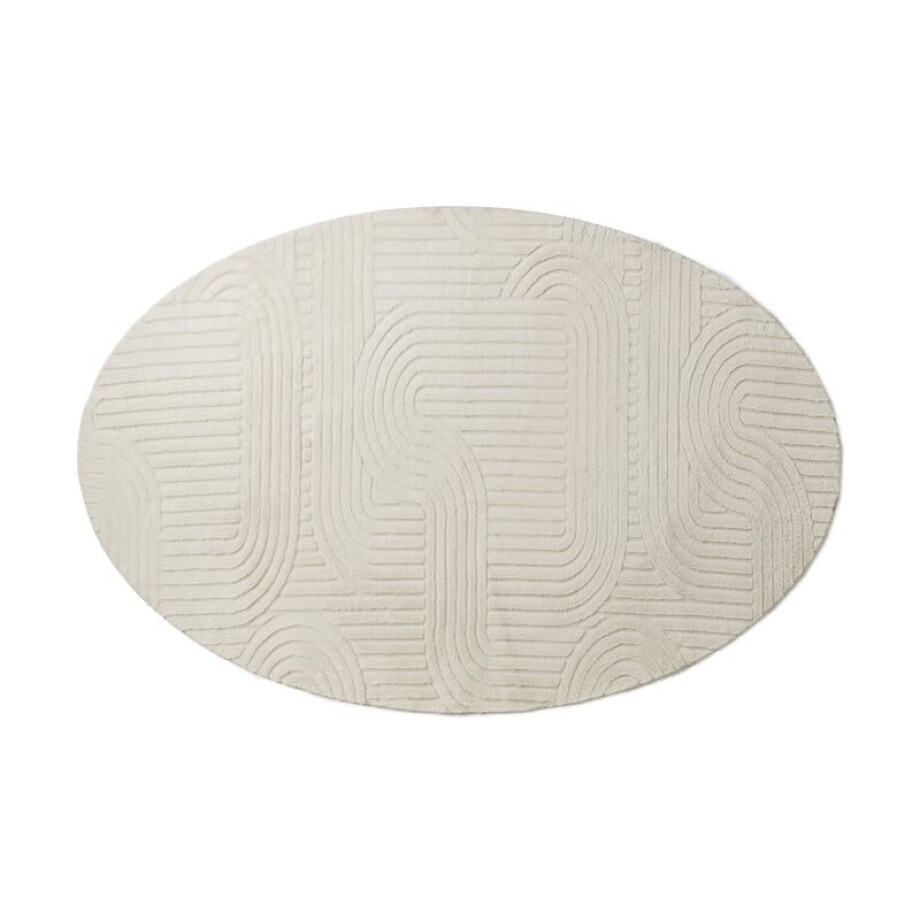 Vloerkleed wave ovaal - wit - 120x180 cm afbeelding 