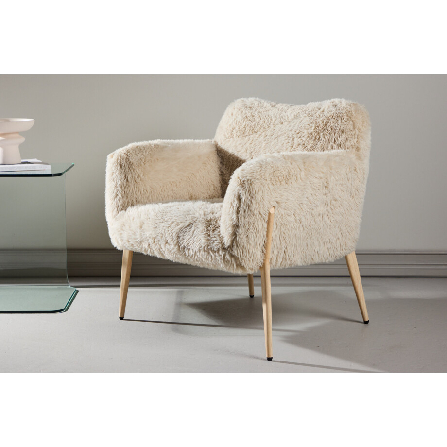 Nohr Fauteuil 'Randale' Faux fur, kleur Beige afbeelding 1