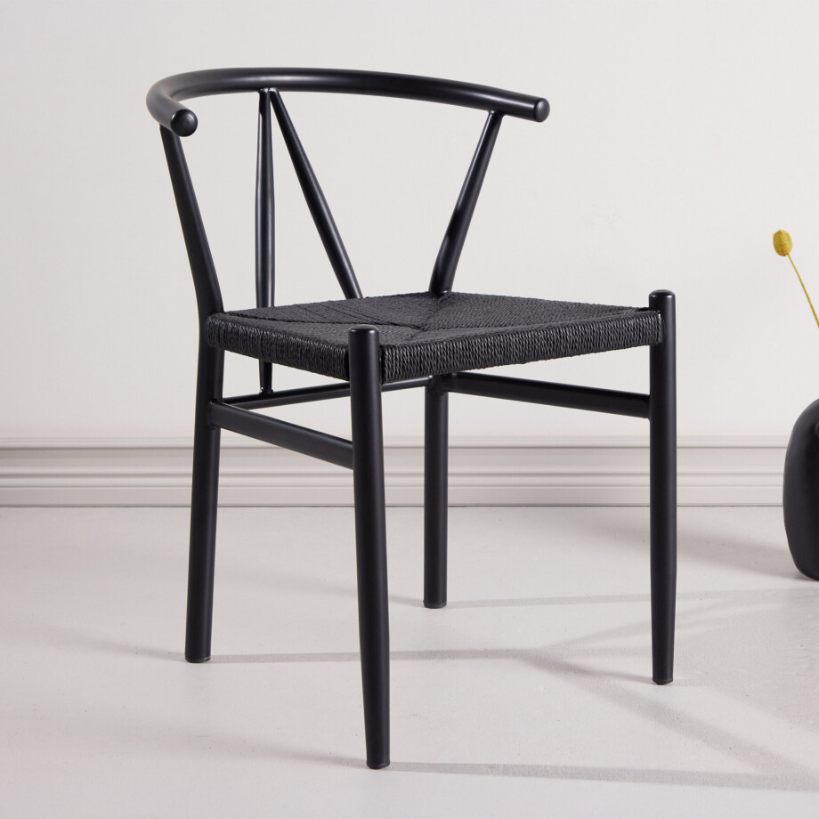Nohr Eetkamerstoel 'Atalie' Rattan, kleur Zwart afbeelding 1