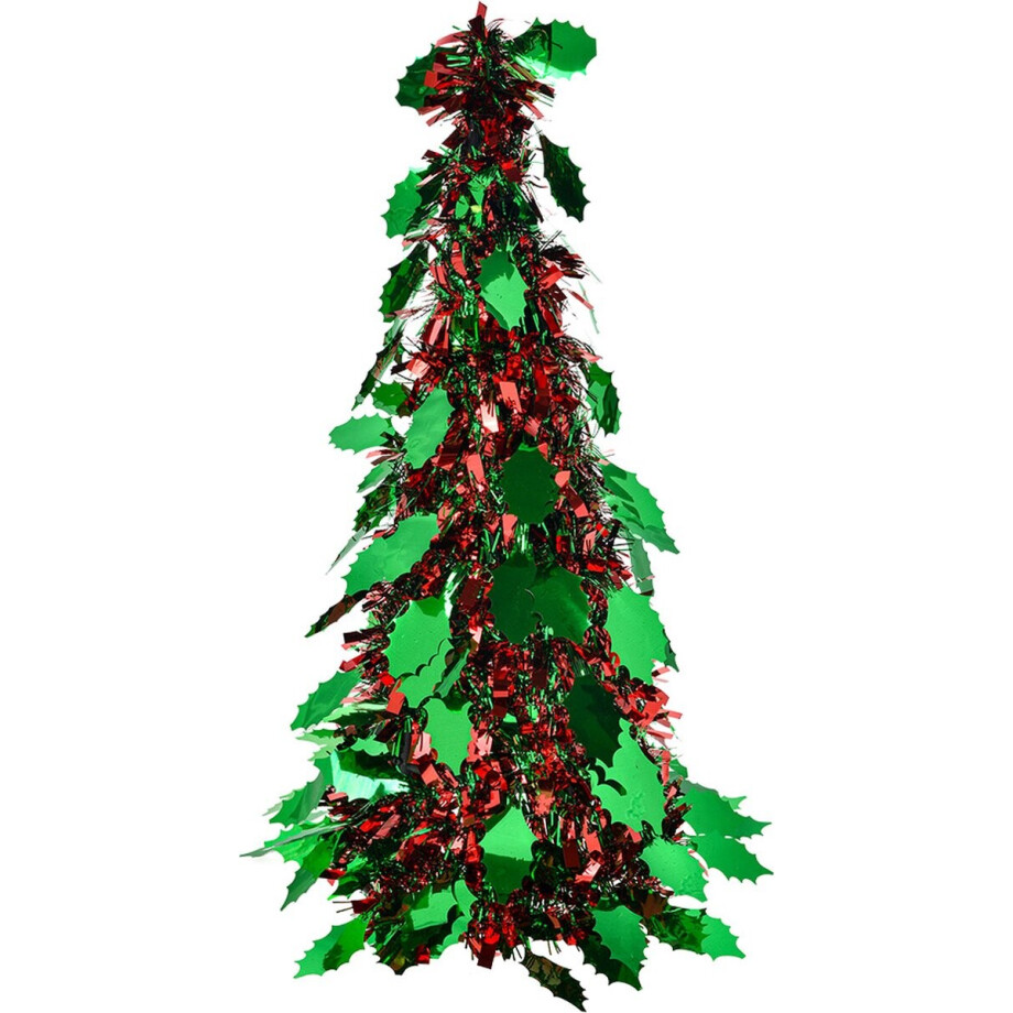 Clayre & Eef Kerstdecoratie Kerstboom Ø 18x46 cm Rood Kunststof afbeelding 1