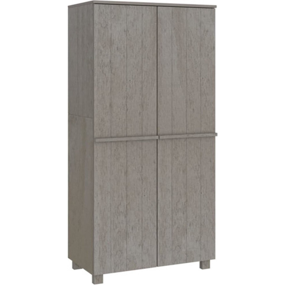 vidaXL - Kledingkast - HAMAR - 89x50x180 - cm - massief - grenenhout - lichtgrijs vidaXL - Kledingkast - HAMAR - 89x50x180 - cm - massief - grenenhout - lichtgrijs afbeelding 1