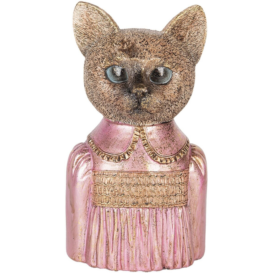 Clayre & Eef Decoratie Beeld Kat 14x11x23 cm Bruin Kunststof afbeelding 1