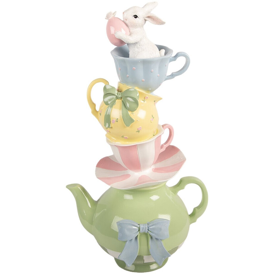 Clayre & Eef Decoratie Beeld Konijn 25x19x45 cm Groen Kunststof afbeelding 1