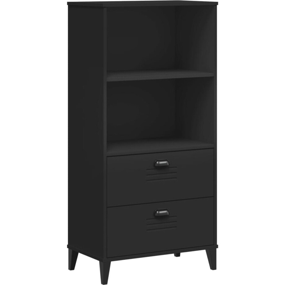 vidaXL - Boekenkast - VIKEN - 60x35x123 - cm - bewerkt - hout - zwart vidaXL - Boekenkast - VIKEN - 60x35x123 - cm - bewerkt - hout - zwart afbeelding 1