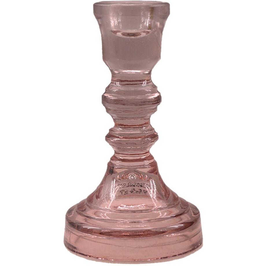 by Mooss - Kandelaar - Glas - Kaanch - Roze - 15cm - Trendy by Mooss - Kandelaar - Glas - Kaanch - Roze - 15cm - Trendy afbeelding 1