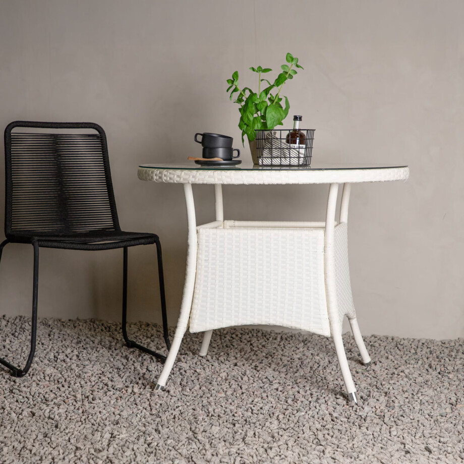 Nohr Ronde Bistrotafel 'Camron' Wicker, 90cm, kleur Wit afbeelding 1