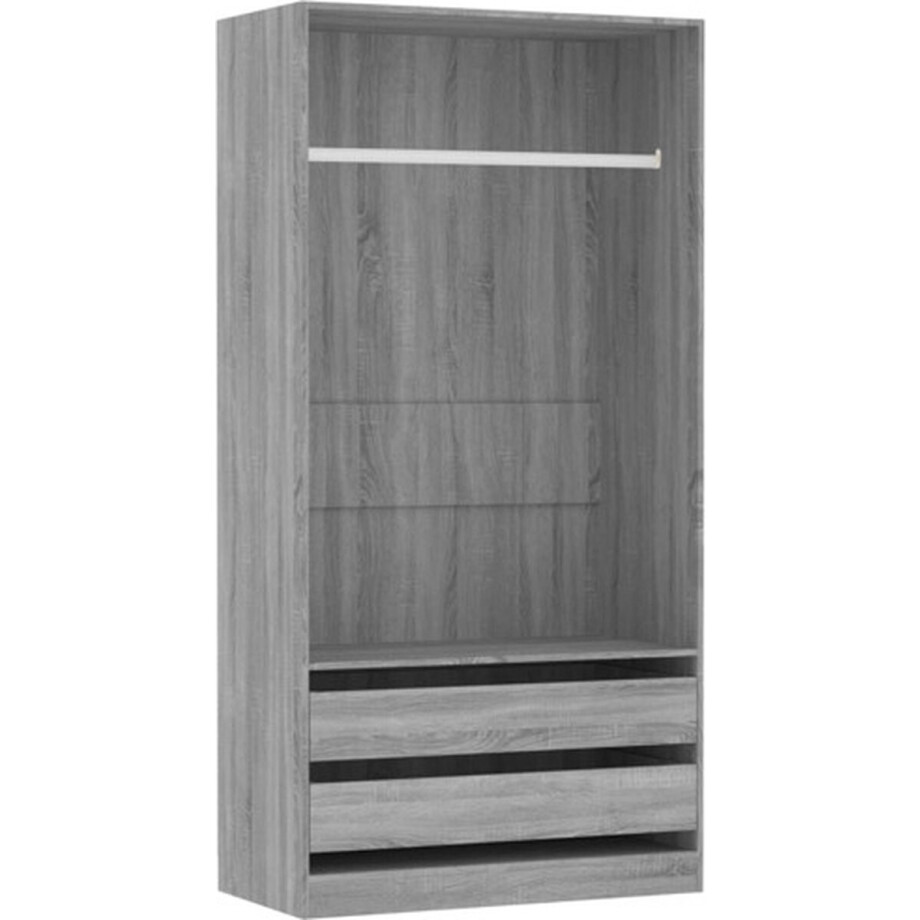vidaXL - Kledingkast - 100x50x200 - cm - bewerkt - hout - grijs - sonoma - eikenkleur vidaXL - Kledingkast - 100x50x200 - cm - bewerkt - hout - grijs - sonoma - eikenkleur afbeelding 1