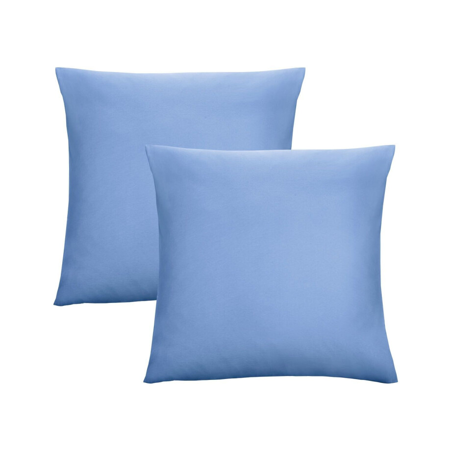 Biberna Fijne jersey kussenhoes (Blauw, 40x40) afbeelding 1