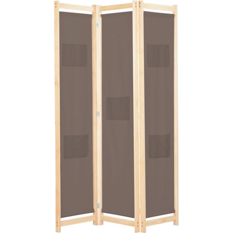 vidaXL - Kamerscherm - met - 3 - panelen - 120x170x4 - cm - stof - bruin vidaXL - Kamerscherm - met - 3 - panelen - 120x170x4 - cm - stof - bruin afbeelding 1