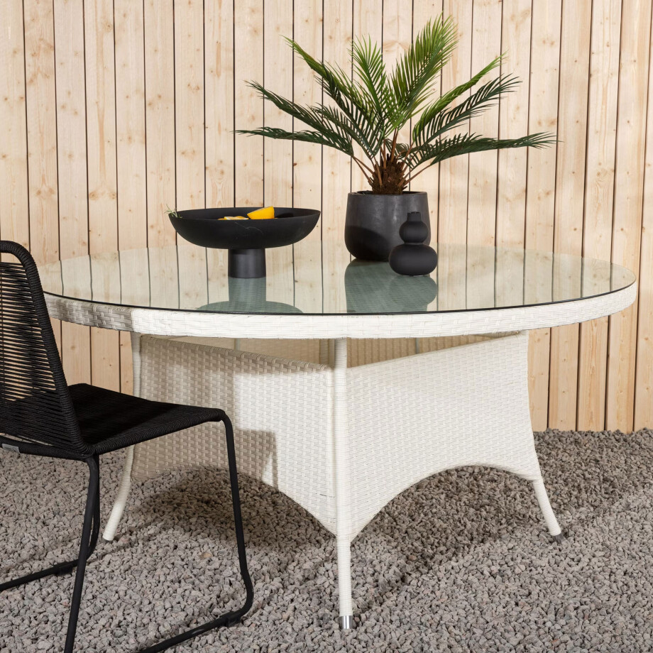 Nohr Ronde Tuintafel 'Camron' Wicker, 150cm, kleur Wit afbeelding 1