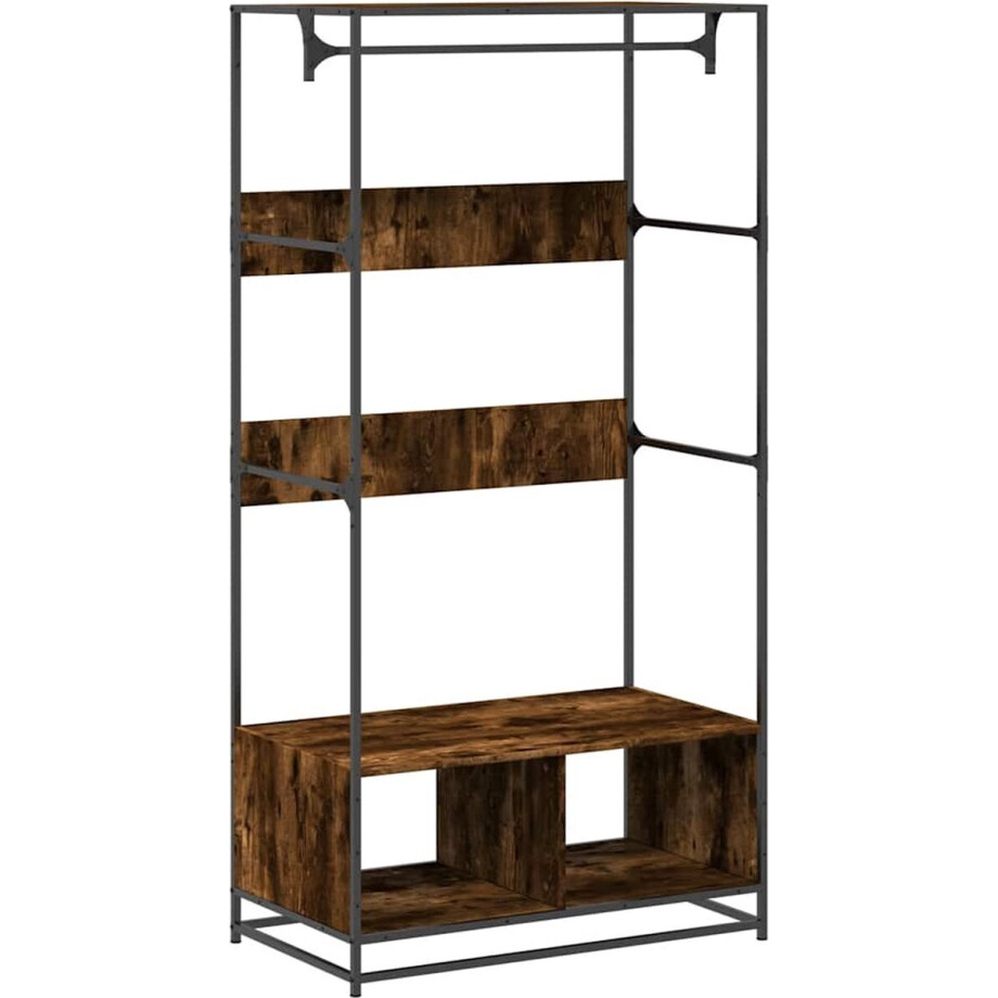 vidaXL - Kledingkast - 90x50x180 - cm - bewerkt - hout - gerookt - eikenkleurig afbeelding 1