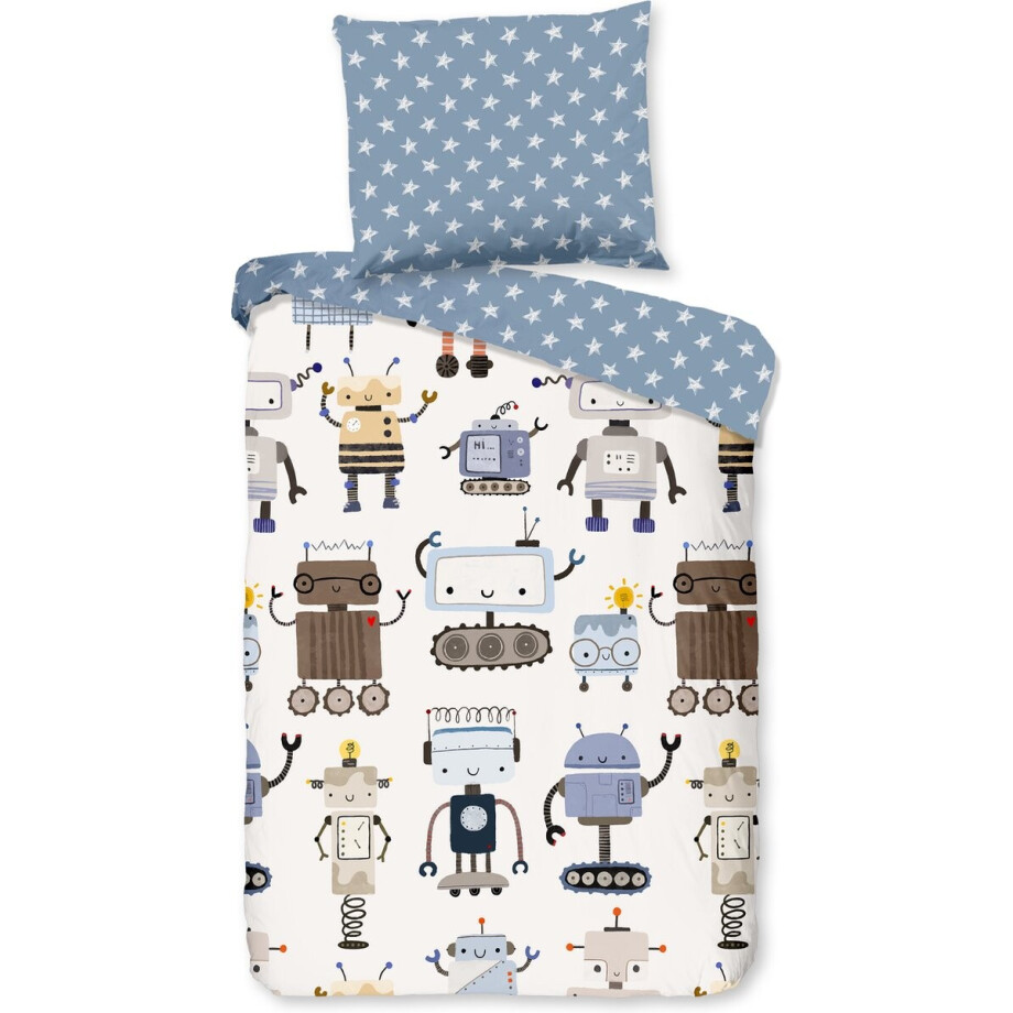 Good Morning dekbedovertrek robots - Ledikant/ baby 100x135 cm - Multi - 100% Katoen renforce afbeelding 1