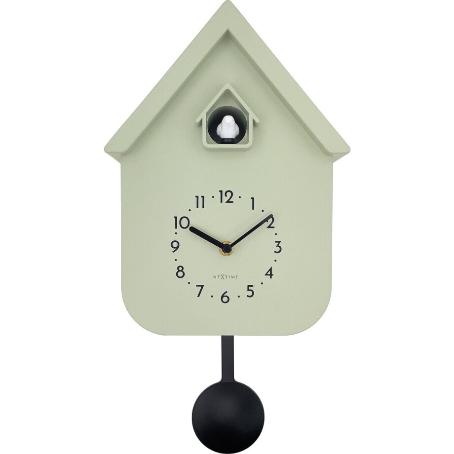 NeXtime Twitter – Koekoeksklok – 21.5 × 41.5 × 8.5 cm – Plastic – Olijfgroen – Stil afbeelding 1