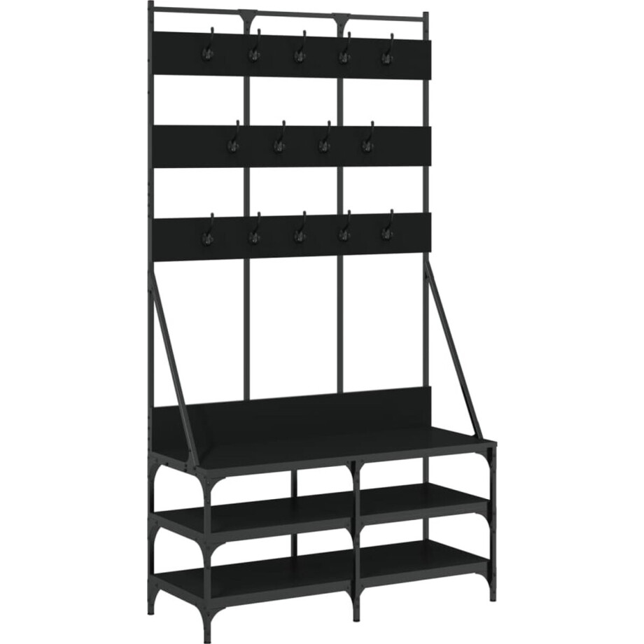 vidaXL - Kledingrek - met - schoenenrek - 100x40x184 - cm - zwart afbeelding 1