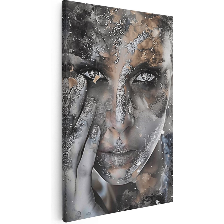 Artaza Canvas Schilderij Vrouw Abstract - 40x60 cm - Wanddecoratie Woonkamer - Muurdecoratie Goud - Schilderijen Op Canvas Artaza Canvas Schilderij Vrouw Abstract - 40x60 cm - Wanddecoratie Woonkamer - Muurdecoratie Goud - Schilderijen Op Canvas afbeelding 1