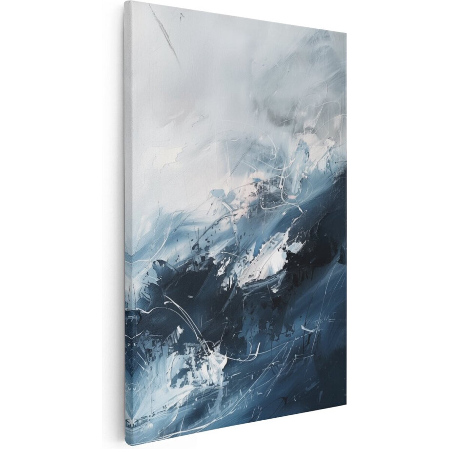 Artaza Canvas Schilderij Abstract Kunstwerk van Blauwe en Witte Golven - 40x60 - Wanddecoratie - Foto Op Canvas - Canvas Print Artaza Canvas Schilderij Abstract Kunstwerk van Blauwe en Witte Golven - 40x60 - Wanddecoratie - Foto Op Canvas - Canvas Print afbeelding 1