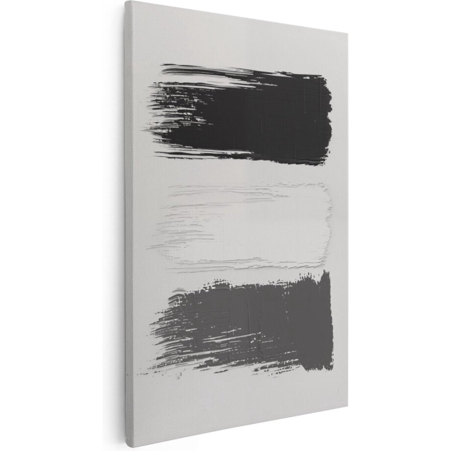 Artaza Canvas Schilderij Abstract - 40x60 cm - Wanddecoratie Zwart Wit - Muurdecoratie Woonkamer - Schilderijen Op Canvas afbeelding 1