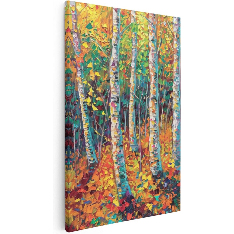 Artaza Canvas Schilderij Berkenbomen in de Herfst - 40x60 cm - Wanddecoratie Woonkamer - Schilderijen - Muurdecoratie afbeelding 1
