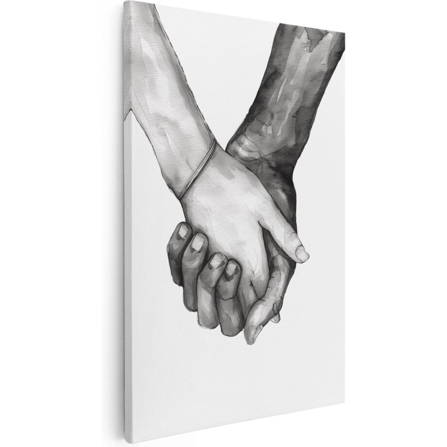 Artaza Canvas Schilderij Liefde - 60x90 cm - Wanddecoratie Hand In Hand - Muurdecoratie Romantiek - Schilderijen Op Canvas Artaza Canvas Schilderij Liefde - 60x90 cm - Wanddecoratie Hand In Hand - Muurdecoratie Romantiek - Schilderijen Op Canvas afbeelding 1