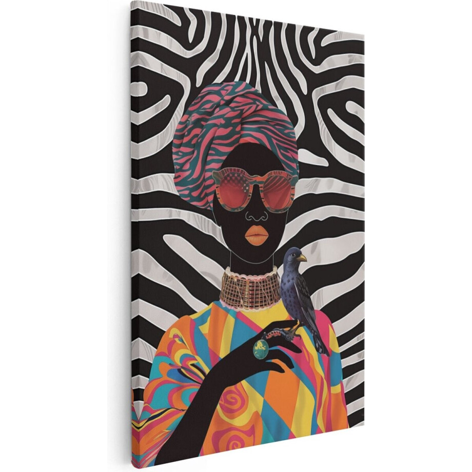Artaza Canvas Schilderij Afrikaanse Vrouw - 60x90 cm - Wanddecoratie Pop Art - Muurdecoratie Vogel - Schilderijen Op Canvas Artaza Canvas Schilderij Afrikaanse Vrouw - 60x90 cm - Wanddecoratie Pop Art - Muurdecoratie Vogel - Schilderijen Op Canvas afbeelding 1