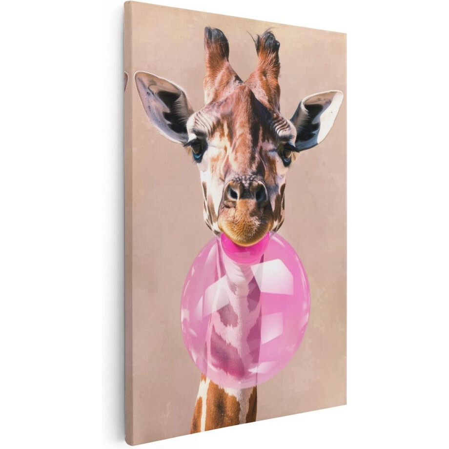 Artaza Canvas Schilderij Giraf met een Roze Ballon - Dieren - 80x120 cm - Groot - Wanddecoratie Woonkamer - Schilderijen - Muurdecoratie Artaza Canvas Schilderij Giraf met een Roze Ballon - Dieren - 80x120 cm - Groot - Wanddecoratie Woonkamer - Schilderijen - Muurdecoratie afbeelding 1