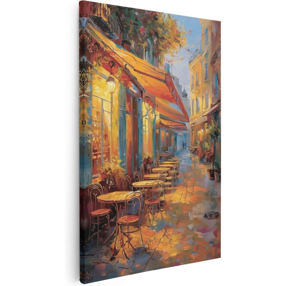 Artaza Canvas Schilderij Straatcafé Parijs - 60x90 cm - Wanddecoratie Stad - Muurdecoratie Italië - Schilderijen Op Canvas Artaza Canvas Schilderij Straatcafé Parijs - 60x90 cm - Wanddecoratie Stad - Muurdecoratie Italië - Schilderijen Op Canvas afbeelding 1