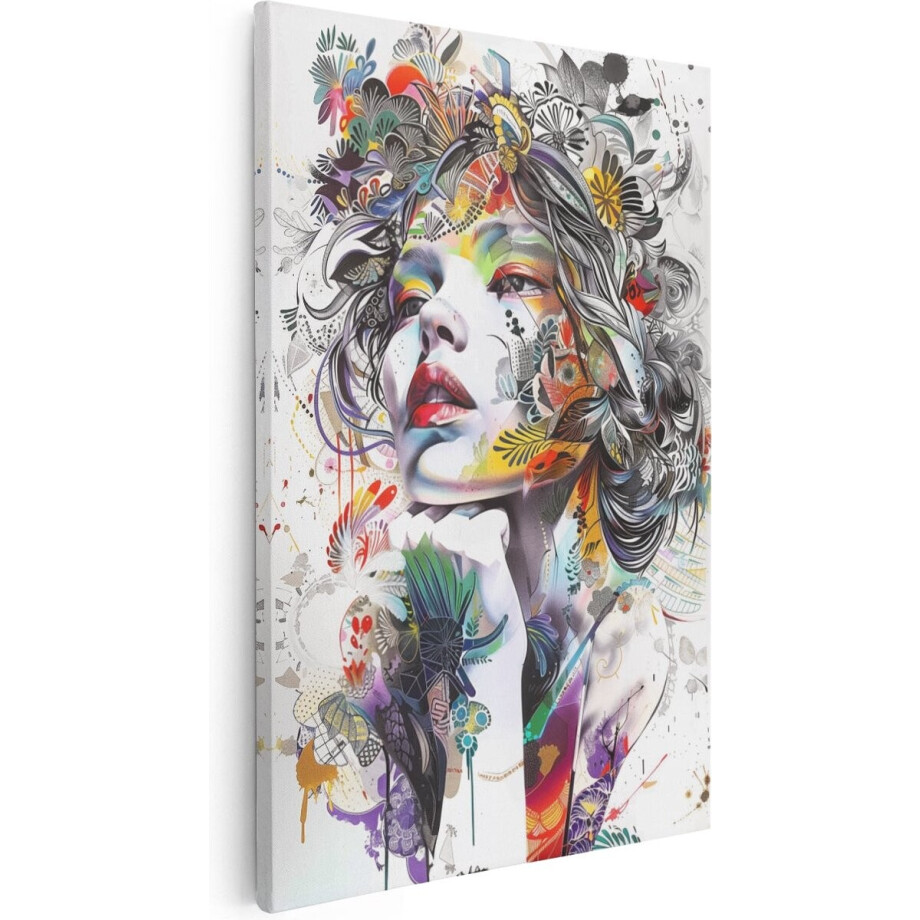 Artaza Canvas Schilderij Vrouw Gezicht - 20x30 cm - Klein - Muurdecoratie Kleurrijk - Wanddecoratie Bloemen - Kamer Accessoires Woonkamer Artaza Canvas Schilderij Vrouw Gezicht - 20x30 cm - Klein - Muurdecoratie Kleurrijk - Wanddecoratie Bloemen - Kamer Accessoires Woonkamer afbeelding 1