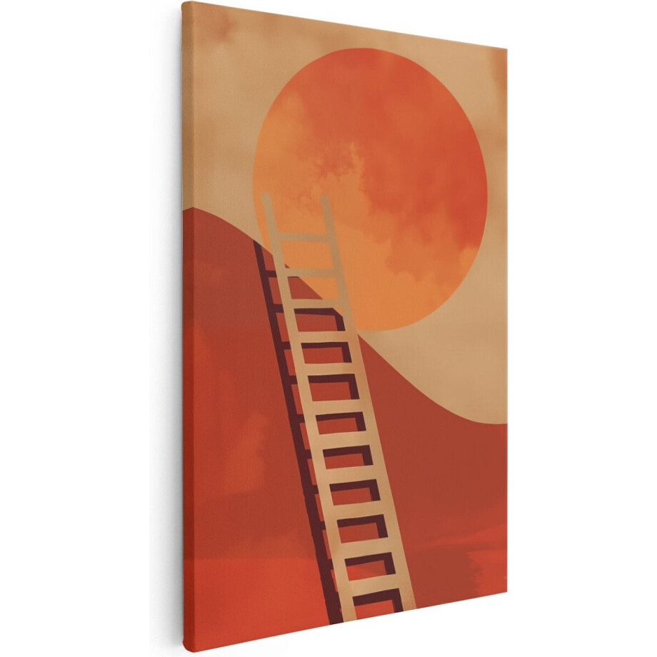 Artaza Canvas Schilderij Ladder op een Heuvel - 40x60 cm - Wanddecoratie Woonkamer - Schilderijen - Muurdecoratie afbeelding 1