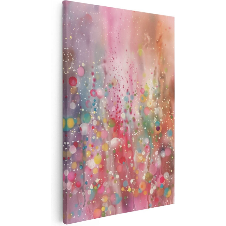 Artaza Canvas Schilderij Kleurrijk Abstract met Stippen - 80x120 cm - Groot - Wanddecoratie Woonkamer - Schilderijen - Muurdecoratie Artaza Canvas Schilderij Kleurrijk Abstract met Stippen - 80x120 cm - Groot - Wanddecoratie Woonkamer - Schilderijen - Muurdecoratie afbeelding 1