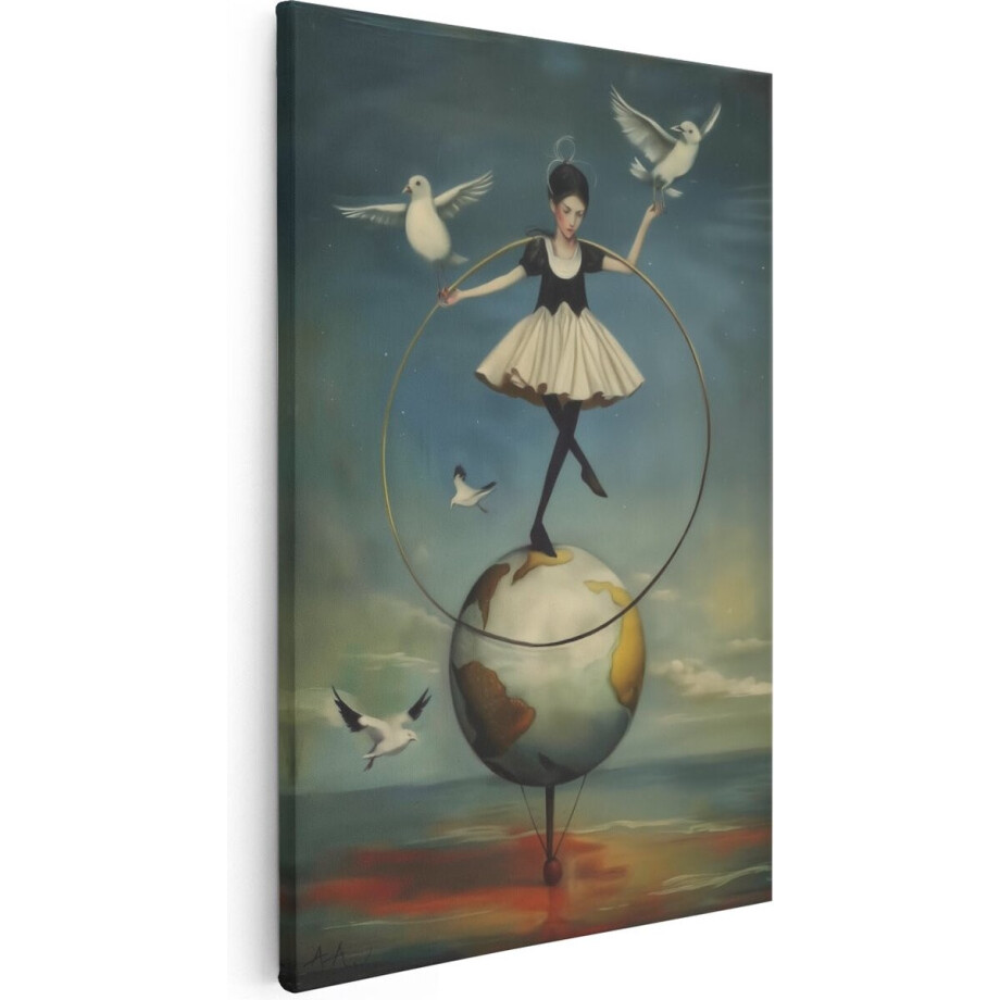 Artaza Canvas Schilderij Wereldkaart Met Vrouw - 20x30 cm - Klein - Muurdecoratie Circus - Wanddecoratie Vogels - Kamer Accessoires Artaza Canvas Schilderij Wereldkaart Met Vrouw - 20x30 cm - Klein - Muurdecoratie Circus - Wanddecoratie Vogels - Kamer Accessoires afbeelding 1