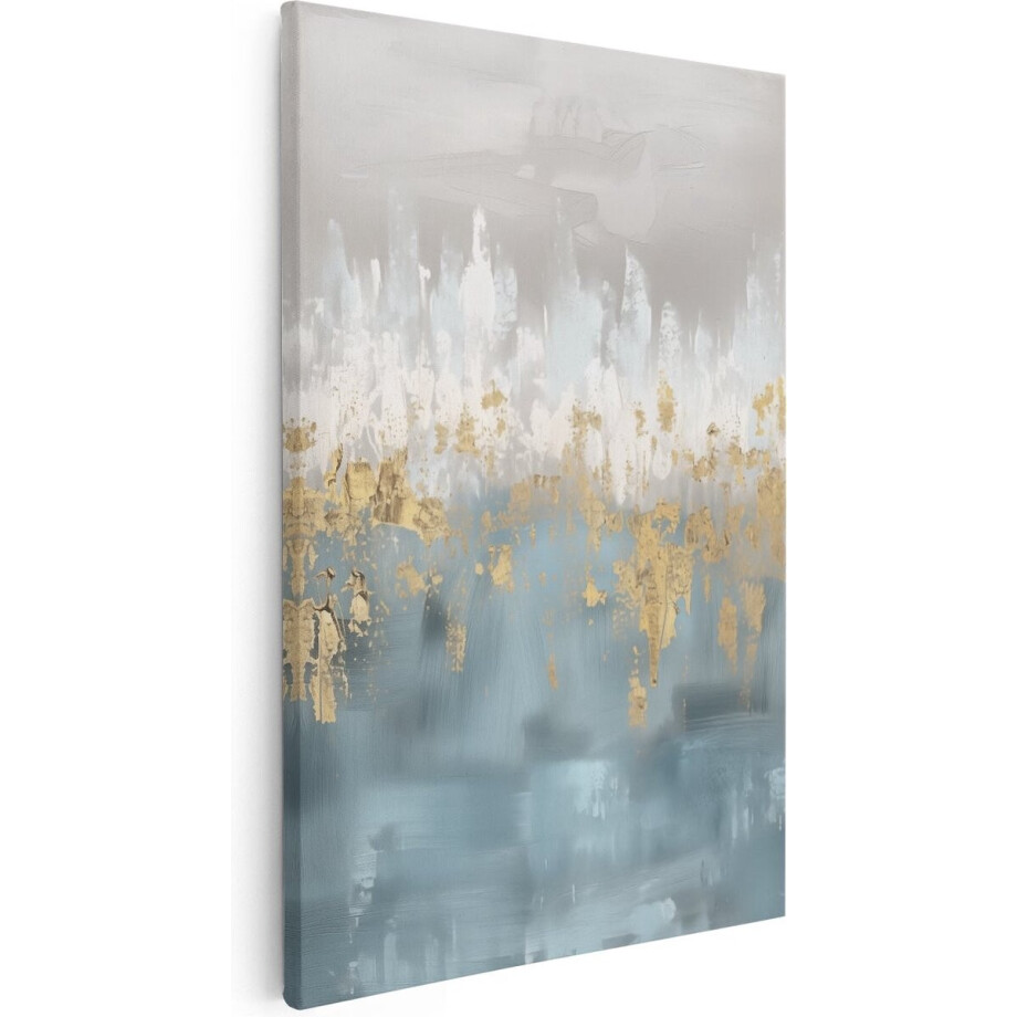 Artaza Canvas Schilderij Stad in Blauw en Goud - 60x90 cm - Wanddecoratie Woonkamer - Schilderijen - Muurdecoratie Artaza Canvas Schilderij Stad in Blauw en Goud - 60x90 cm - Wanddecoratie Woonkamer - Schilderijen - Muurdecoratie afbeelding 1