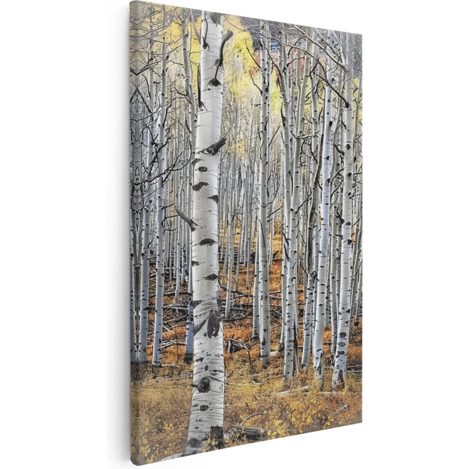 Artaza Canvas Schilderij Witte Berkenbomen in de Herfst - 20x30 cm - Klein - Wanddecoratie Woonkamer - Schilderijen - Muurdecoratie afbeelding 1