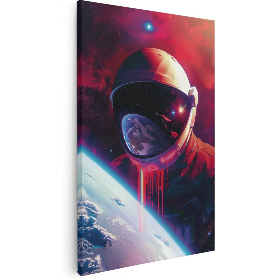 Artaza Canvas Schilderij Astronaut Ruimte - 40x60 cm - Wanddecoratie Aarde - Muurdecoratie Space Art - Schilderijen Op Canvas afbeelding 1