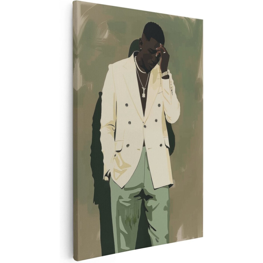 Artaza Canvas Schilderij Man in een Pak - 40x60 cm - Wanddecoratie Woonkamer - Schilderijen - Muurdecoratie afbeelding 1