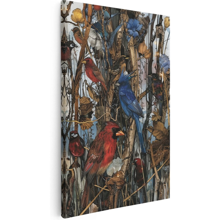 Artaza Canvas Schilderij Vogels in een Veld - Dieren - 80x120 cm - Groot - Wanddecoratie Woonkamer - Schilderijen - Muurdecoratie Artaza Canvas Schilderij Vogels in een Veld - Dieren - 80x120 cm - Groot - Wanddecoratie Woonkamer - Schilderijen - Muurdecoratie afbeelding 1