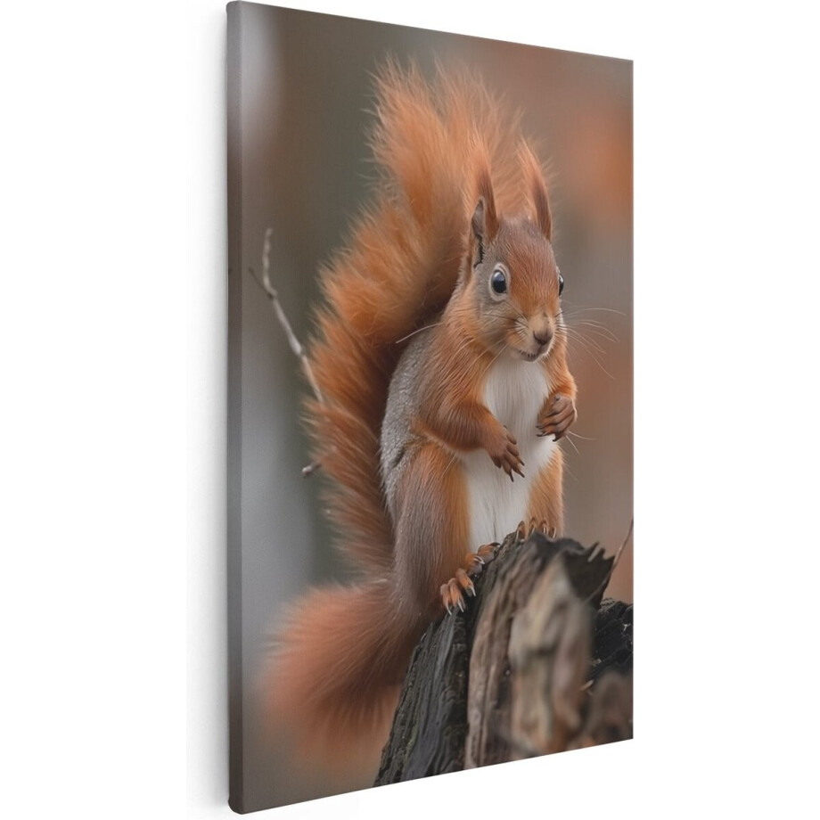 Artaza Canvas Schilderij Rode Eekhoorn op een Boomstronk - Dieren - 40x60 cm - Wanddecoratie Woonkamer - Schilderijen - Muurdecoratie Artaza Canvas Schilderij Rode Eekhoorn op een Boomstronk - Dieren - 40x60 cm - Wanddecoratie Woonkamer - Schilderijen - Muurdecoratie afbeelding 1