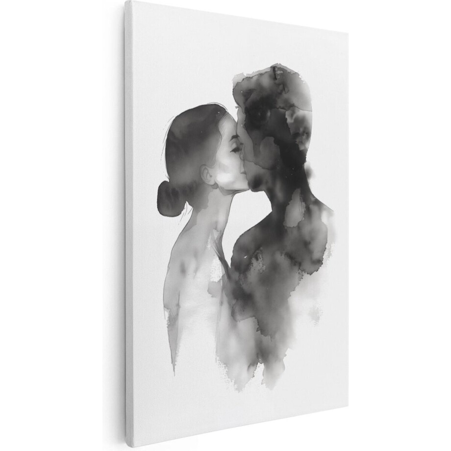 Artaza Canvas Schilderij Man en Vrouw Kussen - 80x120 cm - Groot - Wanddecoratie Woonkamer - Schilderijen - Muurdecoratie afbeelding 1