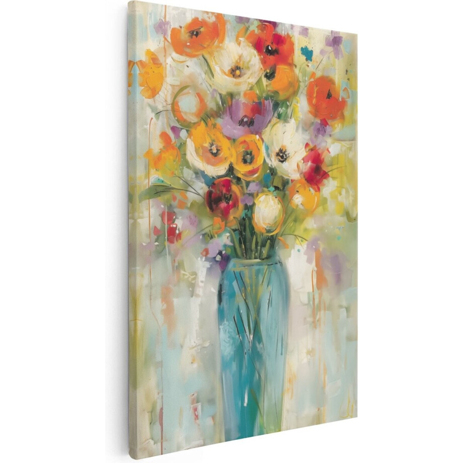 Artaza Canvas Schilderij Bloemen in een Blauwe Vaas - 40x60 cm - Wanddecoratie Woonkamer - Schilderijen - Muurdecoratie Artaza Canvas Schilderij Bloemen in een Blauwe Vaas - 40x60 cm - Wanddecoratie Woonkamer - Schilderijen - Muurdecoratie afbeelding 1