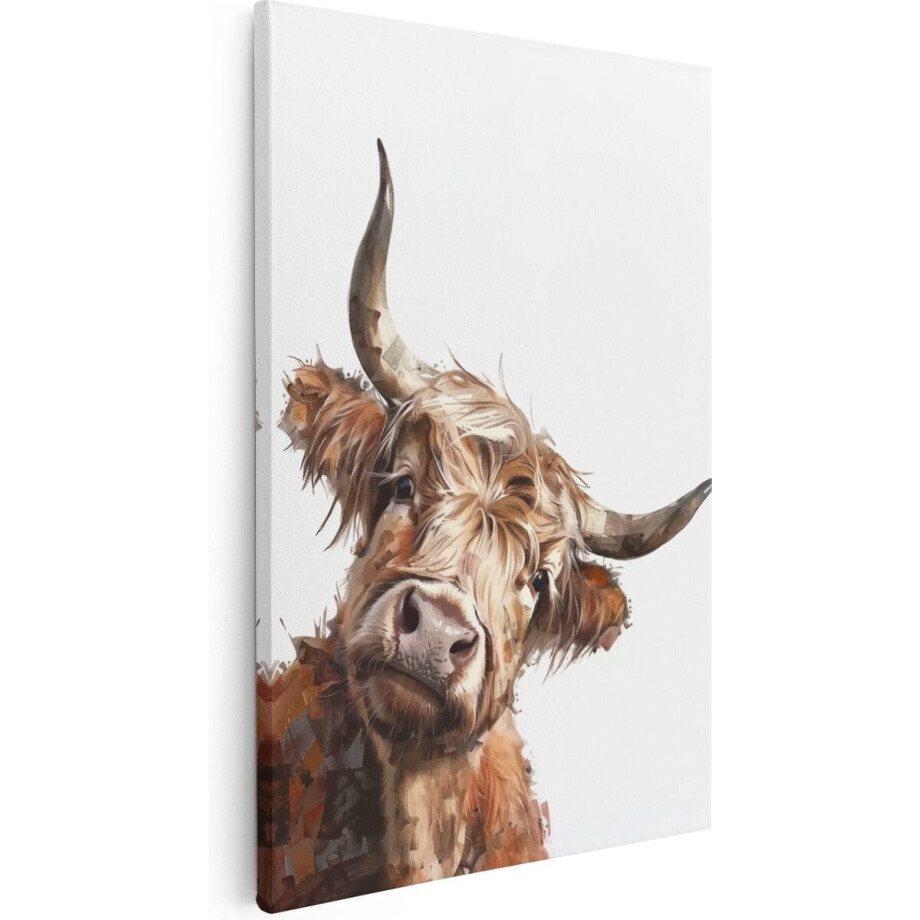 Artaza Canvas Schilderij Schotse Hooglander - 40x60 cm - Wanddecoratie Dieren - Muurdecoratie Schilderij Hooglander - Kamer Accessoires afbeelding 1