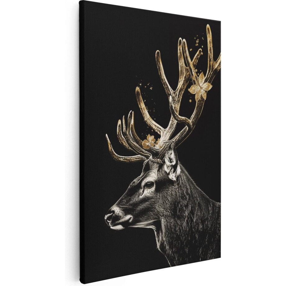 Artaza Canvas Schilderij Herten met Gouden Gewei op een Zwarte Achtergrond - Dieren - 20x30 cm - Klein - Wanddecoratie Woonkamer - Schilderijen - Muurdecoratie Artaza Canvas Schilderij Herten met Gouden Gewei op een Zwarte Achtergrond - Dieren - 20x30 cm - Klein - Wanddecoratie Woonkamer - Schilderijen - Muurdecoratie afbeelding 1