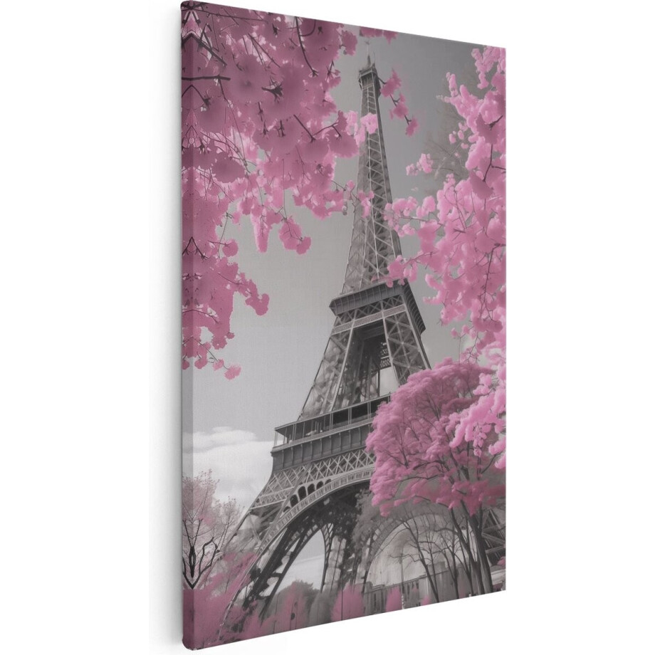 Artaza Canvas Schilderij Roze Bomen bij de Eiffeltoren - Parijs - 60x90 cm - Wanddecoratie Woonkamer - Schilderijen - Muurdecoratie Artaza Canvas Schilderij Roze Bomen bij de Eiffeltoren - Parijs - 60x90 cm - Wanddecoratie Woonkamer - Schilderijen - Muurdecoratie afbeelding 1