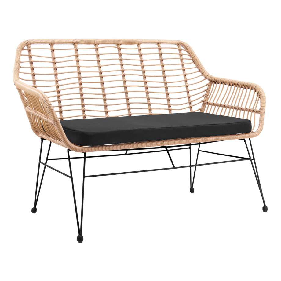 Artistiq Tuinbank 'Haris' 120cm, Rotanlook, kleur Zwart Artistiq Tuinbank 'Haris' 120cm, Rotanlook, kleur Zwart afbeelding 1